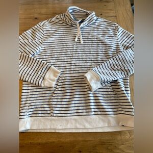 Free Assembly Striped Drawstring Long Sleeve Sweatshirt Blue White Women’s L Pre